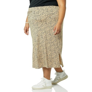 image:imageAmazon Essentials Womens PullOn Knit Midi Skirt with Elastic Waist Stretchy Available in Plus SizeCamel Animal Print