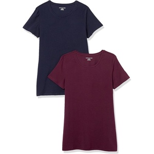 image:imageAmazon Essentials Womens RegularFit ShortSleeve Crewneck TShirt MultipacksBurgundyNavy
