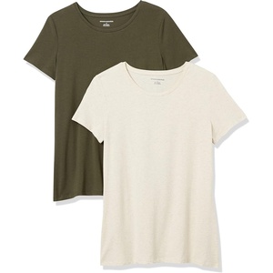 image:imageAmazon Essentials Womens RegularFit ShortSleeve Crewneck TShirt MultipacksOatmeal HeatherOlive