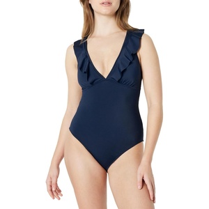 image:imageAmazon Essentials Womens Ruffle VNeck OnePiece SwimsuitNavy