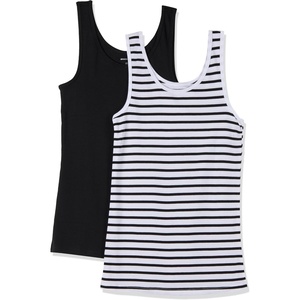 image:imageAmazon Essentials Womens SlimFit Ribbed Scoop Neck Tank TopsBlackWhite Stripe