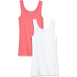 image:imageAmazon Essentials Womens SlimFit Ribbed Scoop Neck Tank TopsBright PinkWhite