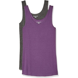 image:imageAmazon Essentials Womens SlimFit Ribbed Scoop Neck Tank TopsCharcoal HeatherDark Purple