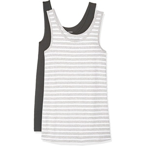 image:imageAmazon Essentials Womens SlimFit Ribbed Scoop Neck Tank TopsCharcoalGrey Heather Stripe