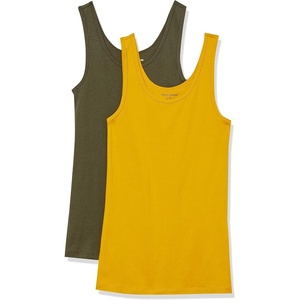 image:imageAmazon Essentials Womens SlimFit Ribbed Scoop Neck Tank TopsDark OliveDark Golden Yellow