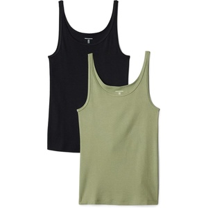 image:imageAmazon Essentials Womens SlimFit Thin Strap Tank Pack of 2BlackOlive