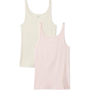 image:imageAmazon Essentials Womens SlimFit Thin Strap Tank Pack of 2Oatmeal HeatherLight Pink