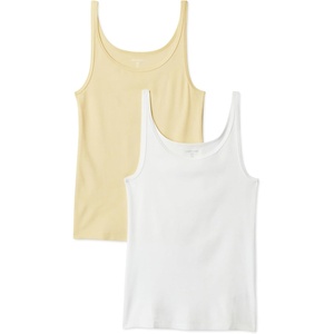 image:imageAmazon Essentials Womens SlimFit Thin Strap Tank Pack of 2Pastel YellowWhite