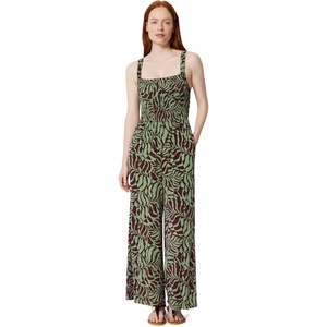 image:imageAmazon Essentials Womens Square Neck Wide Leg Sleeveless JumpsuitSage Green Abstract Palms