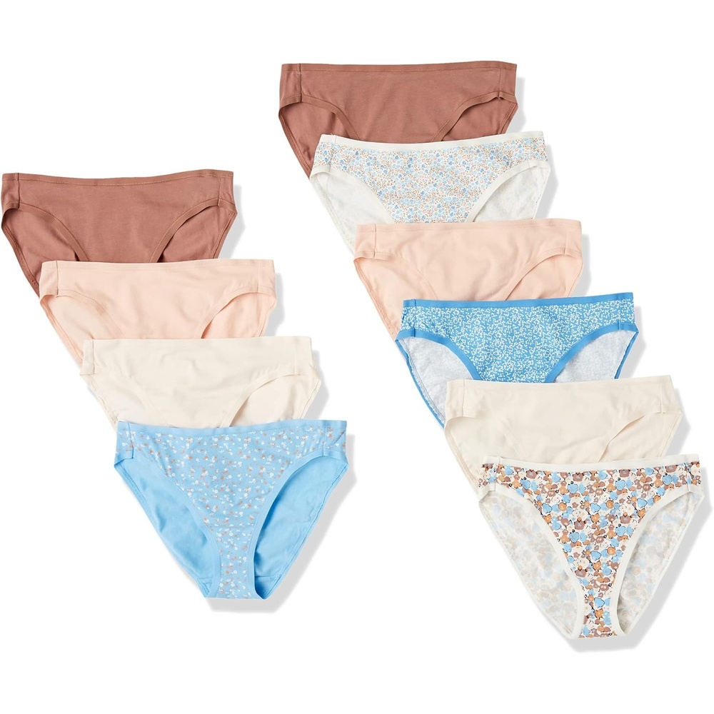 image:imageAmazon Essentials Womens Cotton Stretch HighCut Bikini Panty MultipackMulticolorDitsy FloralDotsFloral