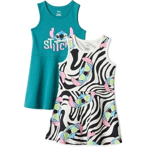 image:imageAmazon Essentials Girls and Toddlers Fit and Flare Knit Sleeveless Tank Dress Pack of 2Stitch