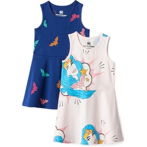 image:imageAmazon Essentials Girls and Toddlers Fit and Flare Knit Sleeveless Tank Dress Pack of 2Wonder Woman