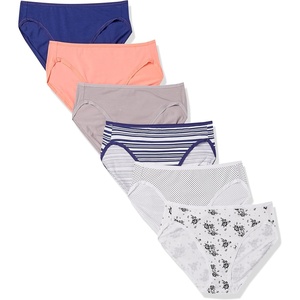 image:imageAmazon Essentials Womens Cotton Stretch HighCut Bikini Panty MultipackDotsFloralMulticolorStripe