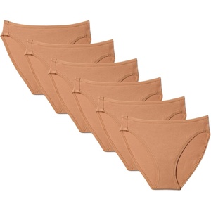 image:imageAmazon Essentials Womens Cotton Stretch HighCut Bikini Panty MultipackWashed Bronze 6pk