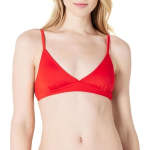 image:imageAmazon Essentials Womens LightSupport Triangle Bikini Swimsuit Top with Adjustable StrapsBright Poppy Red