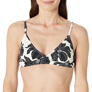 image:imageAmazon Essentials Womens LightSupport Triangle Bikini Swimsuit Top with Adjustable StrapsCream Black Floral