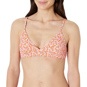 image:imageAmazon Essentials Womens LightSupport Triangle Bikini Swimsuit Top with Adjustable StrapsPale Peach Micro Floral