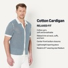 image:imageAmazon Essentials Mens Short Sleeve ButtonDown Resort Knit ShirtDark Blue Stripe Knit