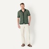 image:imageAmazon Essentials Mens Short Sleeve ButtonDown Resort Knit ShirtDark Green Stripe Knit
