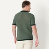 image:imageAmazon Essentials Mens Short Sleeve ButtonDown Resort Knit ShirtDark Green Stripe Knit