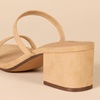 image:imageAmazon Essentials Womens Thin Two Strap Block Heel Sandals with Memory Foam Insole NonSlipTan