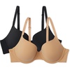 image:imageAmazon Essentials Womens Microfiber Full Coverage Bra Pack of 2Black  Washed Bronze