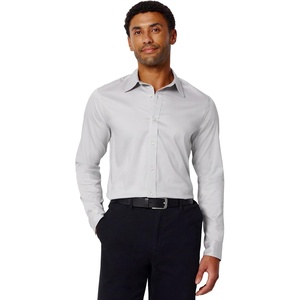 image:imageAmazon Essentials Mens Slim Fit Long Sleeve Wrinkle Resistant Stretch Dress ShirtGrey