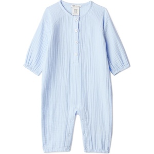 image:imageAmazon Essentials x Sofia Grainge Unisex Babies Cotton Gauze Long Sleeve RomperLight Blue