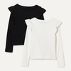image:imageAmazon Essentials Girls and Toddlers Long Sleeve Ruffle TShirtBlackIvory