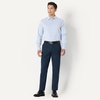 image:imageAmazon Essentials Mens Regular Fit Long Sleeve Wrinkle Resistant Stretch Dress ShirtBlue White Pinstripe