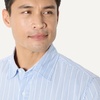 image:imageAmazon Essentials Mens Regular Fit Long Sleeve Wrinkle Resistant Stretch Dress ShirtBlue White Pinstripe