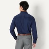 image:imageAmazon Essentials Mens Regular Fit Long Sleeve Wrinkle Resistant Stretch Dress ShirtNavy  Geo Print