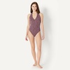 image:imageAmazon Essentials Womens Halter One Piece SwimsuitBrick Red Lilac Leopard