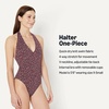 image:imageAmazon Essentials Womens Halter One Piece SwimsuitBrick Red Lilac Leopard