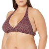 image:imageAmazon Essentials Womens LightSupport Padded Tie Halter Bikini Swimsuit Top Available in Plus SizeBrick Red Leopard