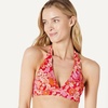 image:imageAmazon Essentials Womens LightSupport Padded Tie Halter Bikini Swimsuit Top Available in Plus SizeBright Red Multi Folk Floral