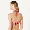 image:imageAmazon Essentials Womens LightSupport Padded Tie Halter Bikini Swimsuit Top Available in Plus SizeBright Red Multi Folk Floral