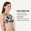 image:imageAmazon Essentials Womens LightSupport Padded Tie Halter Bikini Swimsuit Top Available in Plus SizeCream Black Floral