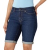image:imageAmazon Essentials Womens MidRise Stretchy Denim Bermuda Shorts with Pockets Rolled CuffDark Wash