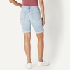 image:imageAmazon Essentials Womens MidRise Stretchy Denim Bermuda Shorts with Pockets Rolled CuffIced Blue Light Wash