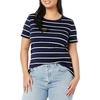 image:imageAmazon Essentials Womens SlimFit ShortSleeve Crewneck TShirt Pack of 2BlackNavy Horizontal Stripe