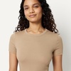image:imageAmazon Essentials Womens SlimFit ShortSleeve Crewneck TShirt Pack of 2Bright Poppy RedTan
