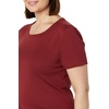 image:imageAmazon Essentials Womens SlimFit ShortSleeve Crewneck TShirt Pack of 2Charcoal HeatherBurgundy