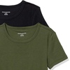 image:imageAmazon Essentials Womens SlimFit ShortSleeve Crewneck TShirt Pack of 2Dark OliveBlack