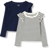 image:imageAmazon Essentials Girls and Toddlers Long Sleeve Ruffle TShirtNavyFrench Stripe