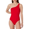 image:imageAmazon Essentials Womens OneShoulder OnePiece SwimsuitBright Poppy Red