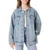 image:imageAmazon Essentials Womens RegularFit Denim Trucker JacketIced Light Wash