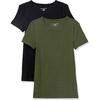 image:imageAmazon Essentials Womens SlimFit ShortSleeve Crewneck TShirt Pack of 2Dark OliveBlack