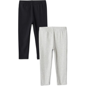 image:imageAmazon Essentials Girls Cotton Stretch Leggings MultipacksBlackHeather Grey