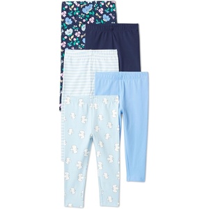 image:imageAmazon Essentials Girls Cotton Stretch Leggings MultipacksBlueFloralFrench Stripe